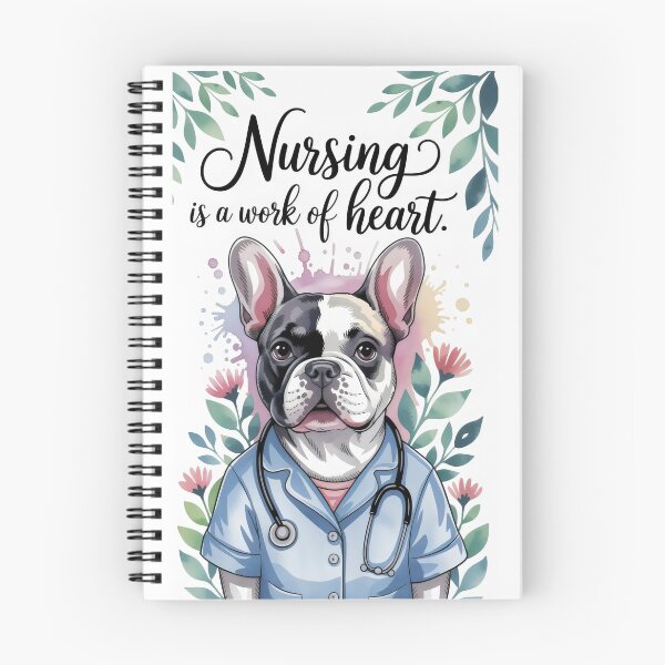 Item preview, Nursing is a work of heart - Vintage Pastel Animals Pets French Bulldog Art for Nurses designed and sold by ClinicalHubs.