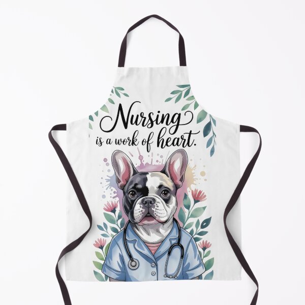 Item preview, Nursing is a work of heart - Vintage Pastel Animals Pets French Bulldog Art for Nurses designed and sold by ClinicalHubs.