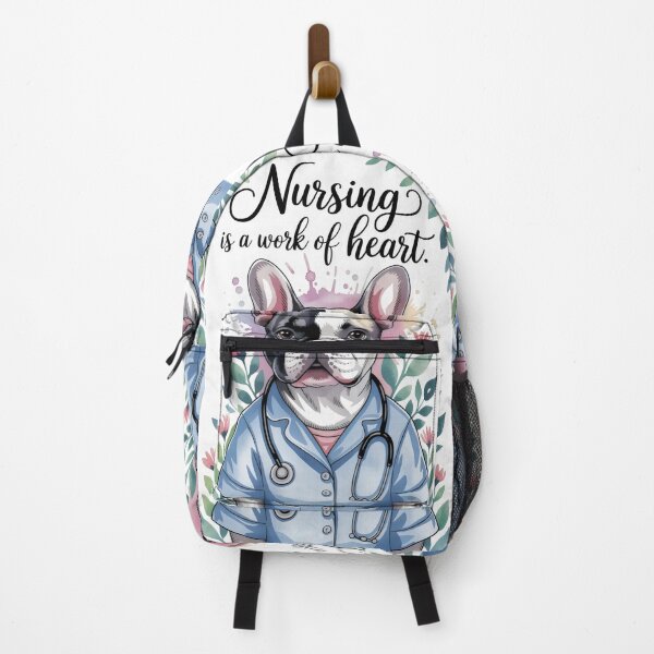 Item preview, Nursing is a work of heart - Vintage Pastel Animals Pets French Bulldog Art for Nurses designed and sold by ClinicalHubs.