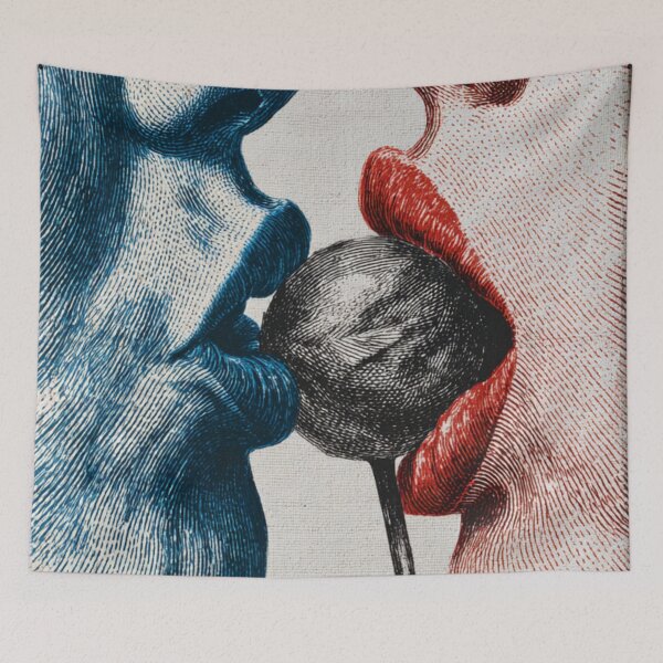 Item preview, Lollipop Lips Kiss Engraving Art Romantic Shared Moment designed and sold by CrunchyGoats.