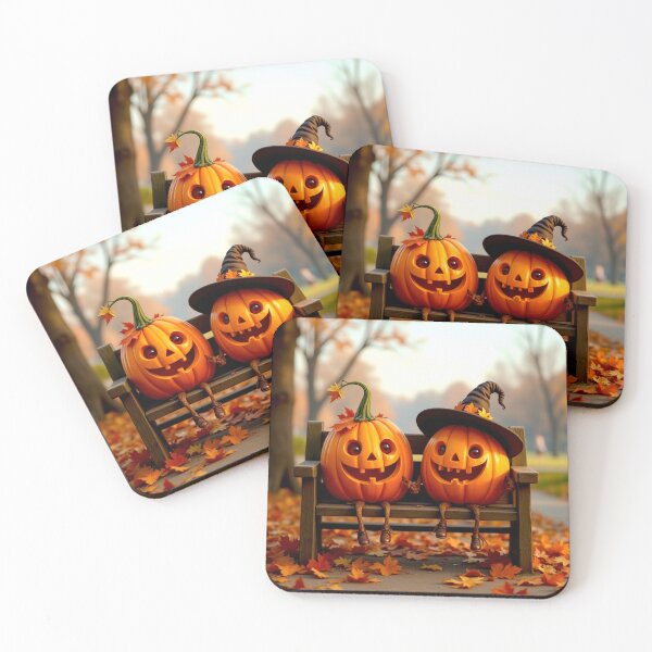 Item preview, Happy Halloween Pumpkins on Bench designed and sold by MariaTheExpert.