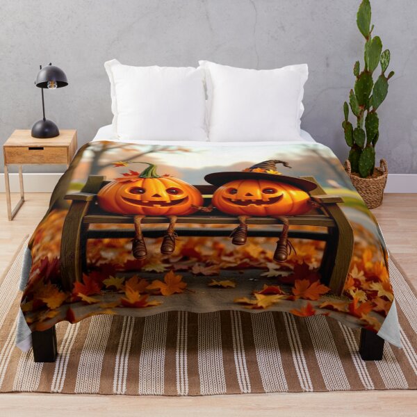 Item preview, Happy Halloween Pumpkins on Bench designed and sold by MariaTheExpert.