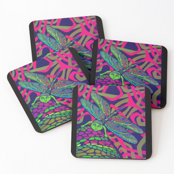Item preview, Psychedelic Dragonfly with Surreal Face Wings designed and sold by dianadouri.
