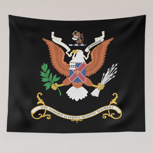 Item preview, Army - Regimental Colors - 111th Infantry Regiment  - NULLA VESTIGIA RETRORAUM X 300 designed and sold by Military Insignia Products.