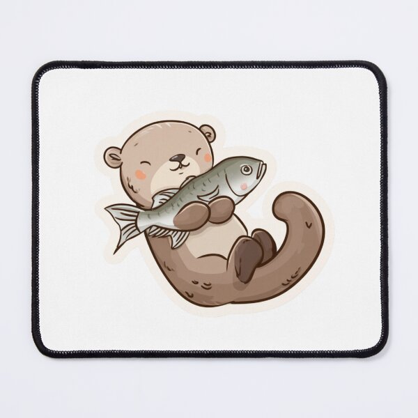 Item preview, Otter with Fish | Sticker designed and sold by NicolasGlowArt.