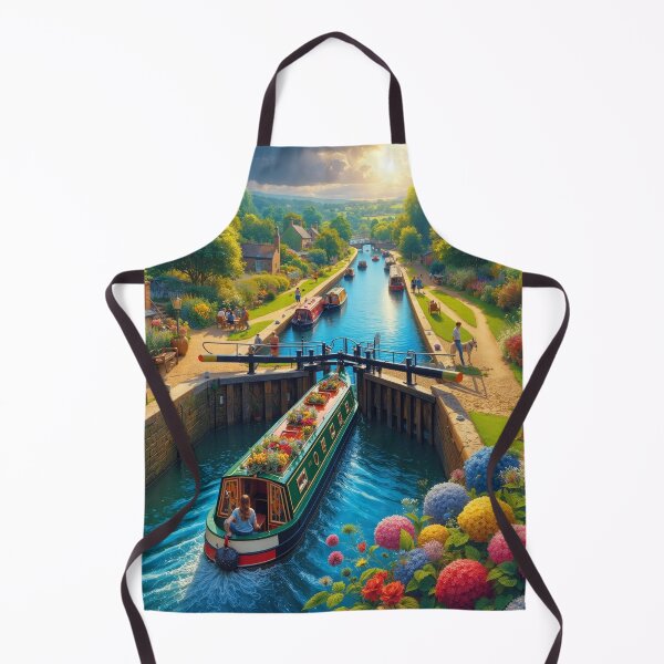 Item preview, Colorful Canal Boat in English Countryside designed and sold by arven-studio.