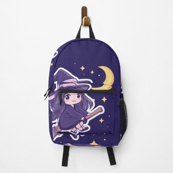 Item preview, Cute Witch Flying on Broomstick with Moon and Stars – Kawaii Halloween Art designed and sold by Tidarat-27.
