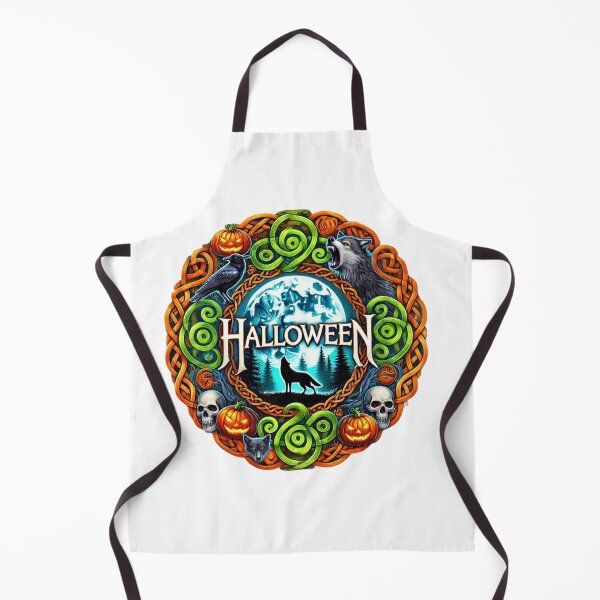 Item preview, Celtic Halloween Emblem – Wolf, Moon & Pumpkin Circle Design designed and sold by CelticSoulShop.