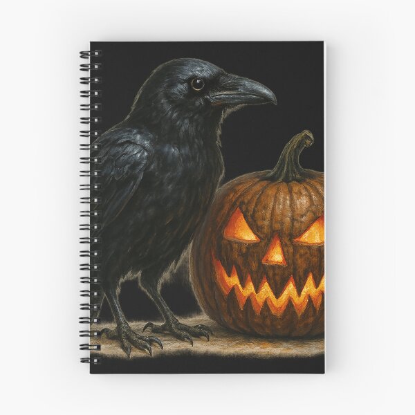 Aperçu de l'œuvre Corbeau gothique effrayant et lanterne citrouille d'Halloween créée et vendue par SablePL.