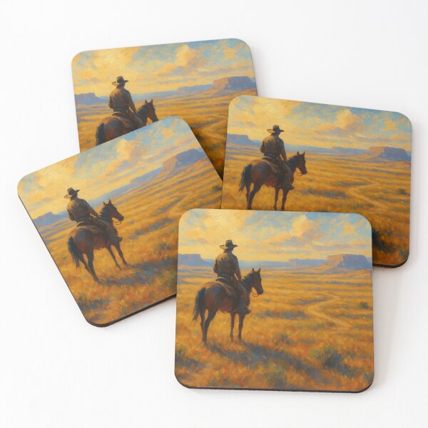 Item preview, Cowboy on Horseback at Sunset Plains Jigsaw designed and sold by ArtComixHaven.