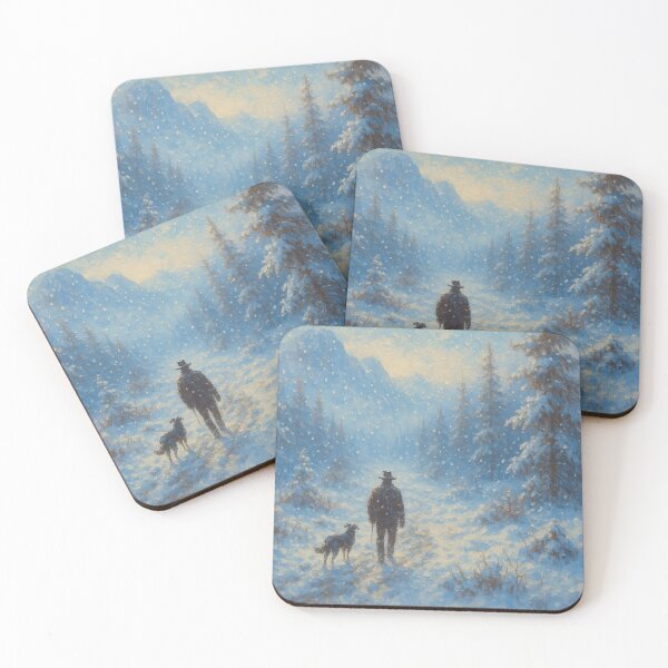Item preview, Cowboy and Dog Winter Snow Scene Jigsaw designed and sold by ArtComixHaven.