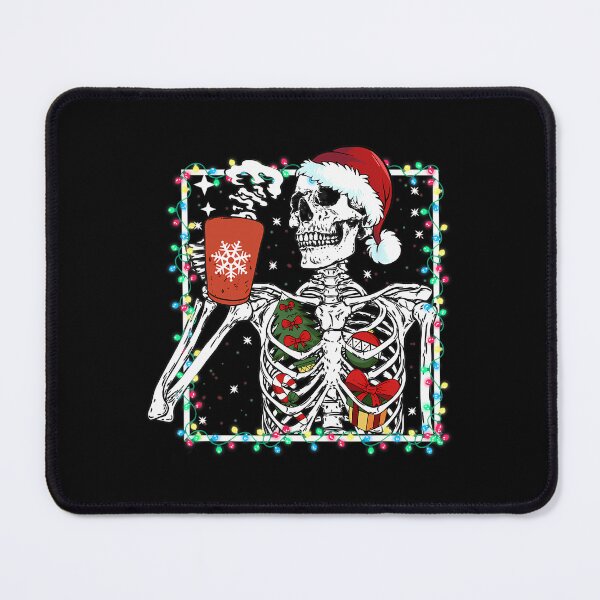 Item preview, Christmas Skeleton With Smiling Skull Drinking Coffee Latte designed and sold by jotyarneimis8.