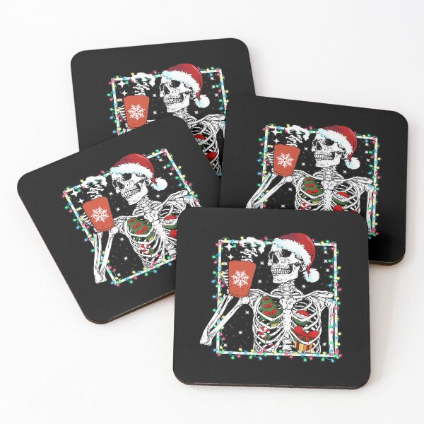 Item preview, Christmas Skeleton With Smiling Skull Drinking Coffee Latte 		 designed and sold by jotyarneimis8.
