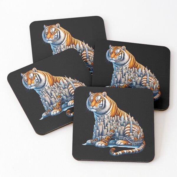 Item preview, Beautiful tiger with a big city on its body. designed and sold by ReneMM.