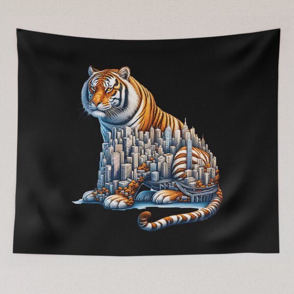 Item preview, Beautiful tiger with a big city on its body. designed and sold by ReneMM.