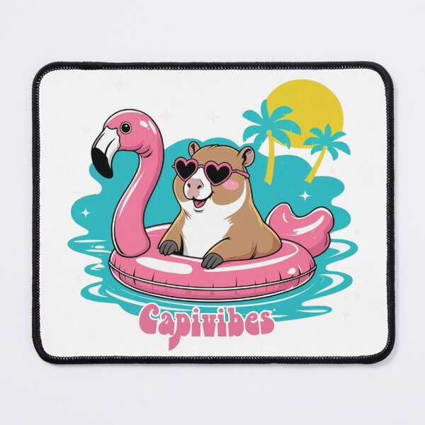 Item preview, Capybara Summer Vibes – Cute Tropical Flamingo Float Design designed and sold by Digitalka.