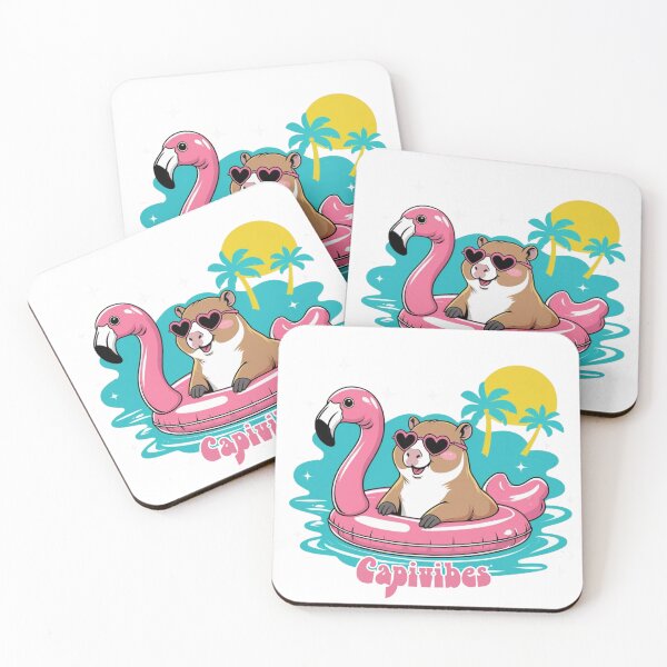 Item preview, Capybara Summer Vibes – Cute Tropical Flamingo Float Design designed and sold by Digitalka.