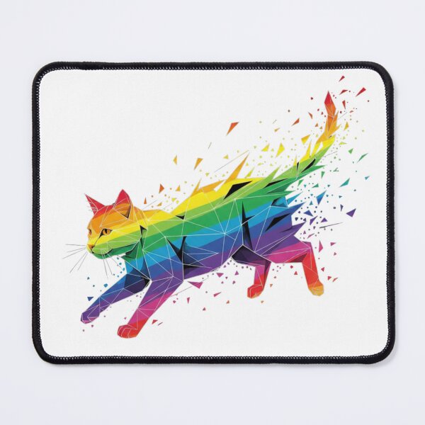 Item preview, Geometric rainbow cat in motion designed and sold by bsbd-action.