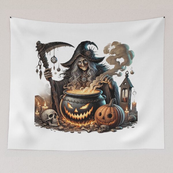 Item preview, Witch and the Haunted Cauldron – Dark Fantasy Halloween Art designed and sold by CelticSoulShop.