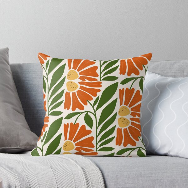 Item preview, Orange Flower Botanical Art – Stylized Floral Design with Yellow Centers & Green Leaves designed and sold by NicolaZhukov.
