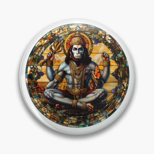 Item preview, Lord Hanuman Stained Glass Spiritual Art - V2 designed and sold by Print88.