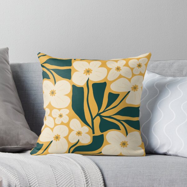 Item preview, Cream Flower Botanical Art – Stylized Floral Design with Green Leaves & Yellow Centers designed and sold by NicolaZhukov.