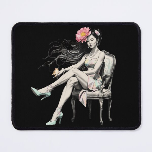 Item preview, Woman Sitting in a Vintage Chair - Pastel - High Heels Shoes - Long Hair designed and sold by AlinaSCorner.