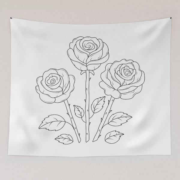 Item preview, Three black line roses designed and sold by OM-lova.