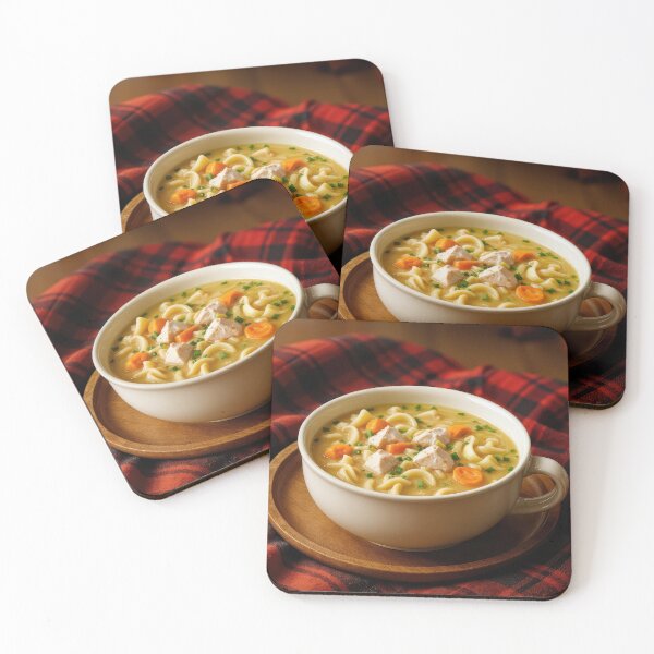 Item preview, Chicken Noodle Soup On a Plaid Blanket designed and sold by Maria Dryfhout.