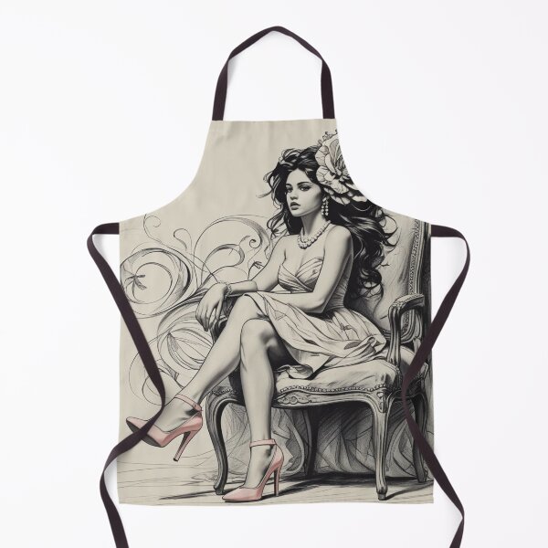 Item preview, Woman Sitting in a Vintage Chair - Pink High Heels Shoes - Long Curly Hair designed and sold by AlinaSCorner.