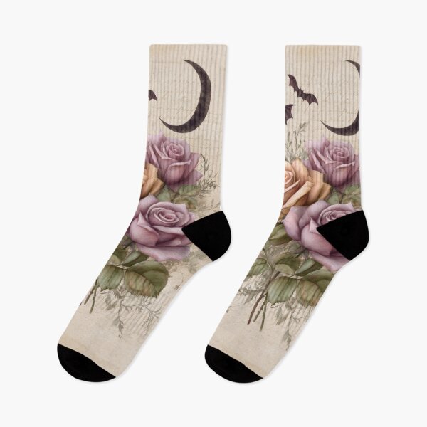 Item preview, Romantic shabby chic roses with crescent moon and bats designed and sold by olenapetol.