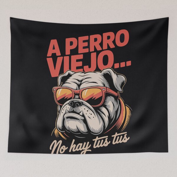 Item preview, Old Dog New Tricks Spanish Phrase | Sassy Bulldog Sunglasses Tee designed and sold by Apparel Fashion.