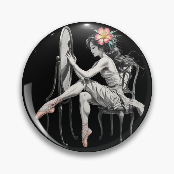 Item preview, Woman Sitting in a Vintage Chair - Mirror - Pointe Shoes - Blonde Hair - Giant Flower designed and sold by AlinaSCorner.