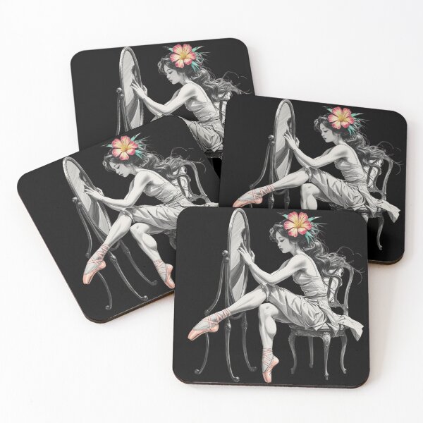 Item preview, Woman Sitting in a Vintage Chair - Mirror - Pointe Shoes - Blonde Hair - Giant Flower designed and sold by AlinaSCorner.