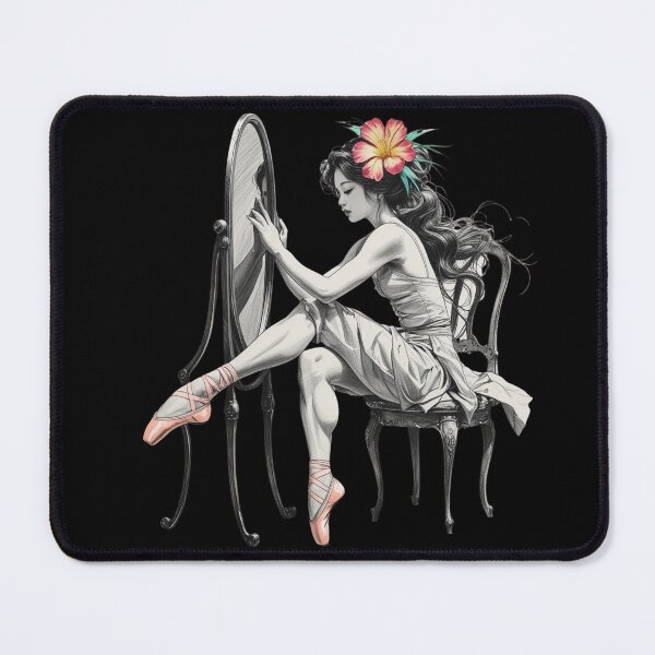 Item preview, Woman Sitting in a Vintage Chair - Mirror - Pointe Shoes - Blonde Hair - Giant Flower designed and sold by AlinaSCorner.