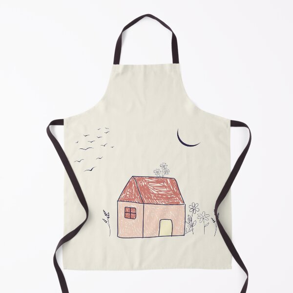 Item preview, Indigo and Old Rose Cottage: Doodle Art, Boho Scene with Moon and Birds designed and sold by AcuarelasCA.