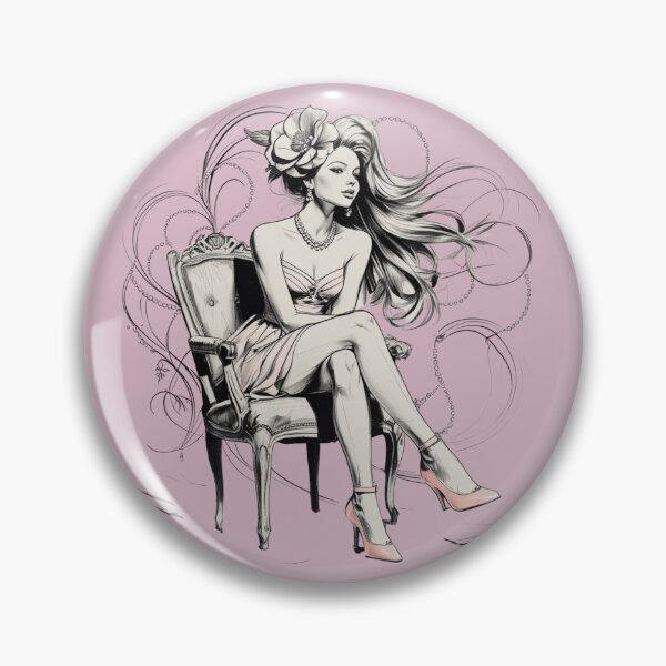 Item preview, Woman Sitting in a Vintage Chair - Pastel - High Heels Shoes - Long Blonde Hair - Pearls designed and sold by AlinaSCorner.