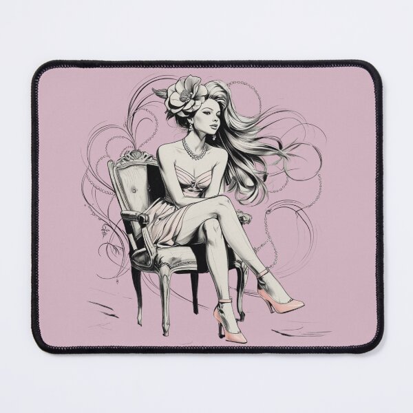 Item preview, Woman Sitting in a Vintage Chair - Pastel - High Heels Shoes - Long Blonde Hair - Pearls designed and sold by AlinaSCorner.