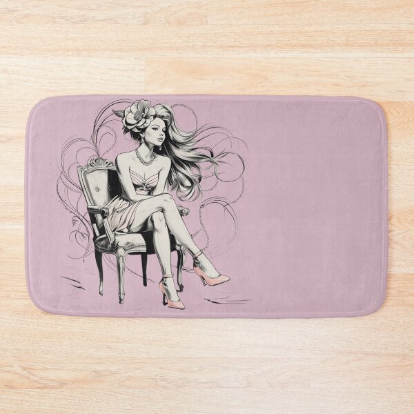 Item preview, Woman Sitting in a Vintage Chair - Pastel - High Heels Shoes - Long Blonde Hair - Pearls designed and sold by AlinaSCorner.
