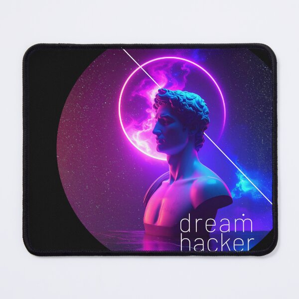 Item preview, DreamHacker design in synth-wave glowy vibe designed and sold by WearTheTexts.