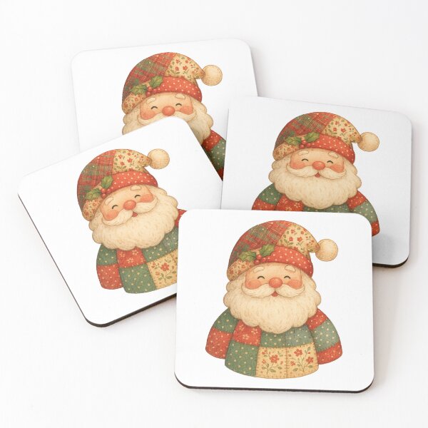 Item preview, Cute Patchwork Santa Claus Christmas Illustration with Quilted Fabric Details designed and sold by MujernDesignArt.