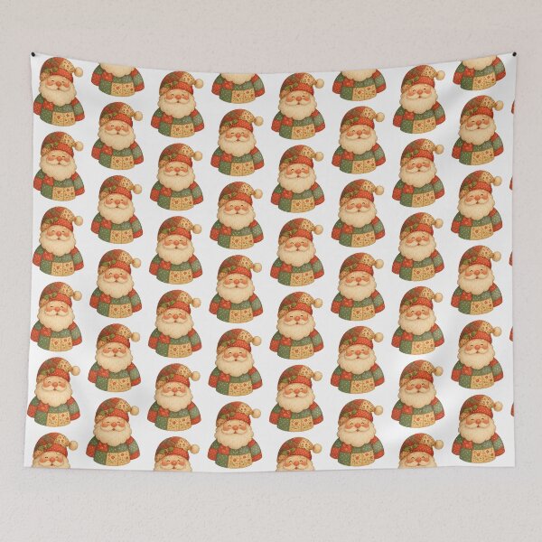 Item preview, Cute Patchwork Santa Claus Christmas Illustration with Quilted Fabric Details designed and sold by MujernDesignArt.