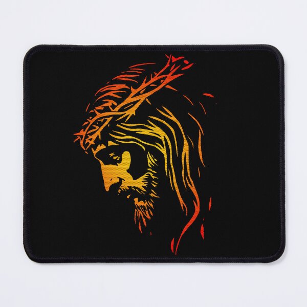Item preview, Jesus Christ portrait high contrast line art stencil shadow image sunset orange and yellow designed and sold by ZechJohnRB.