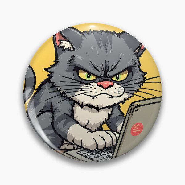 Artikelvorschau, Mürrische Katze auf Laptop-Cartoon entworfen und verkauft von ArtsyWishesShop.