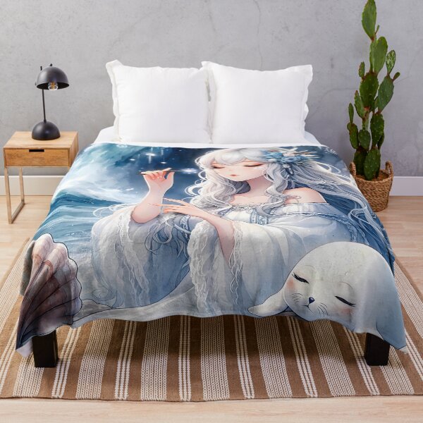 Item preview, Selkie's Cove - Anime Watercolor Selkie Art designed and sold by The Selkie Siren.