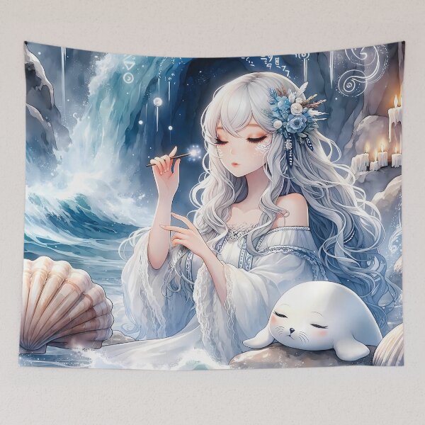 Item preview, Selkie's Cove - Anime Watercolor Selkie Art designed and sold by The Selkie Siren.
