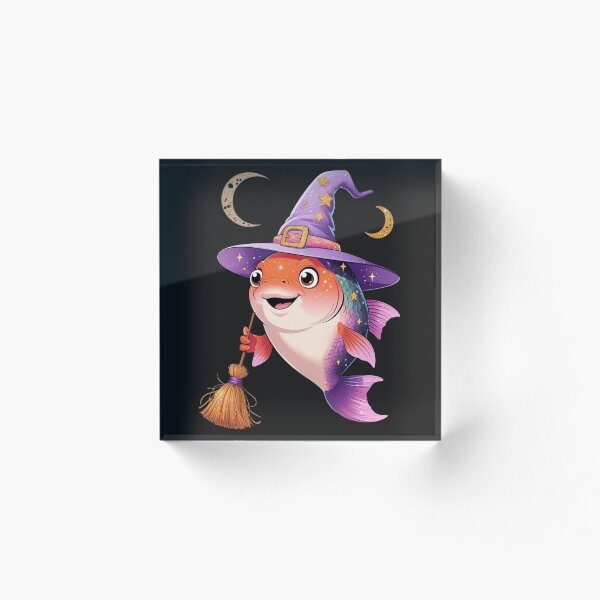 Item preview, Cute witch fish with purple hat and glow designed and sold by DariaCraft.