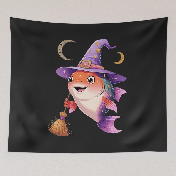 Item preview, Cute witch fish with purple hat and glow designed and sold by DariaCraft.