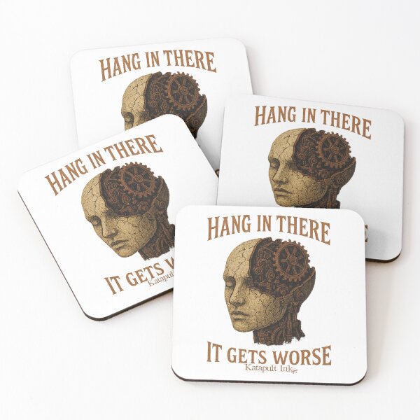Item preview, “Brain’s Rusting” Industrial Gothic Tee – Hang In There Slogan T-Shirt designed and sold by Katapultink.