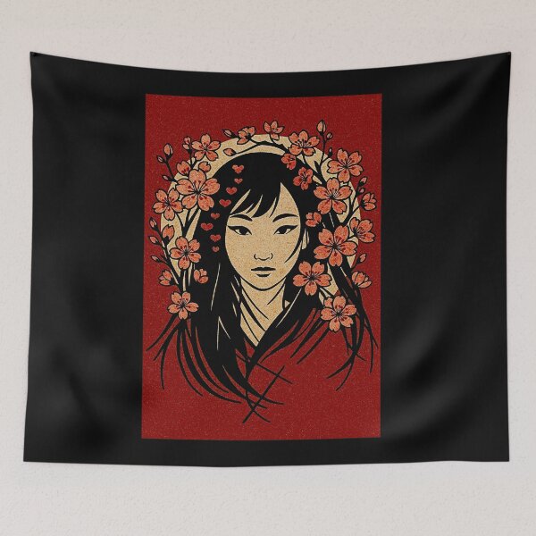 Item preview, The woman and the cherry flowers #3 designed and sold by Helios Be. Lavsh.